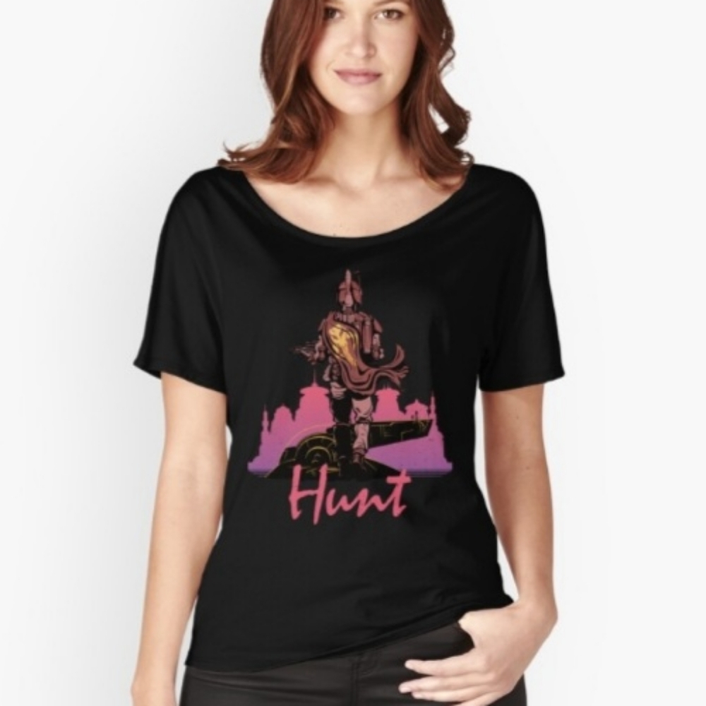 Boba Fett Hunt Bounty Hunter Black & Pink New Loose Fit Star Wars T-Shirt Small